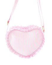 Load image into Gallery viewer, Heart Purse, Seersucker Pink