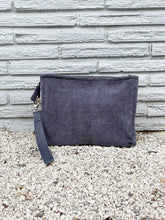 Load image into Gallery viewer, Large Terry Pouch Plastic Lined: Dark grey