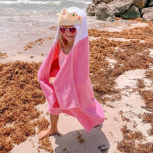 Load image into Gallery viewer, Pink Princess hooded towel for toddlers ages 2 to 8 years