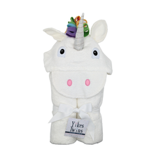 Load image into Gallery viewer, Unicorn Hooded towel for toddlers ages 2 to 8 years old