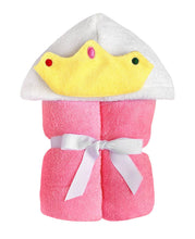 Load image into Gallery viewer, Pink Princess hooded towel for toddlers ages 2 to 8 years