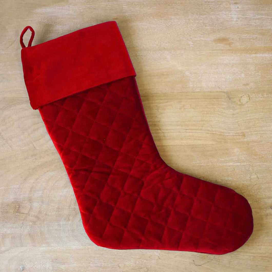 Quilted Stocking   Red   7x21