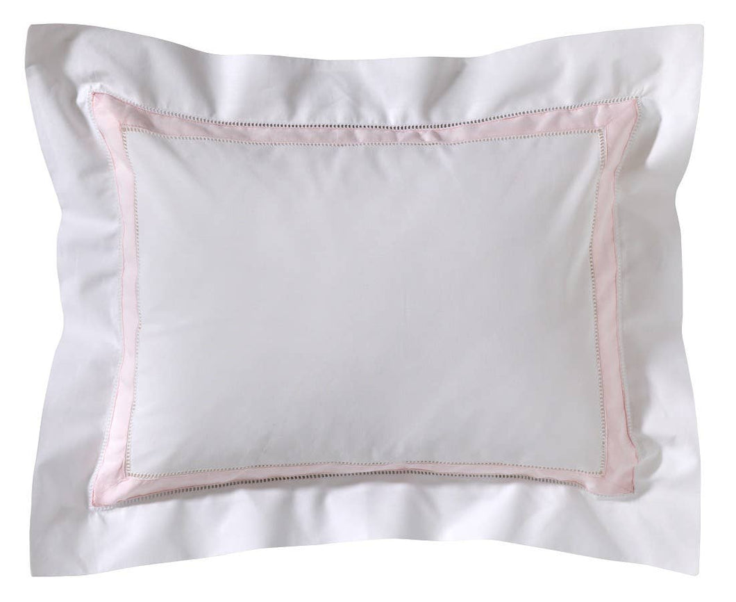 Boudoir Pillow Cover with Hem Stitch & Cotton Percale Trim