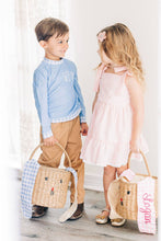 Load image into Gallery viewer, Gingham Kids Easter Basket - Easter Bunny Ears: Blue Gingham
