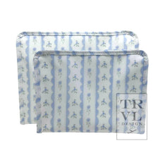 Load image into Gallery viewer, Roadie Large - Ribbon Floral Blue Zip Pouch

