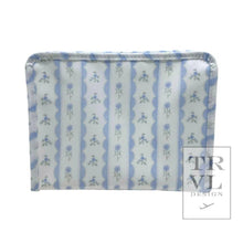 Load image into Gallery viewer, Roadie Large - Ribbon Floral Blue Zip Pouch
