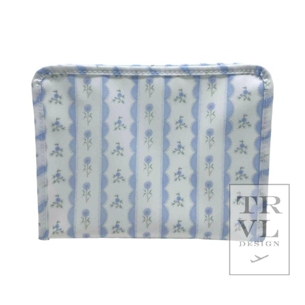 Roadie Large - Ribbon Floral Blue Zip Pouch