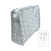 Load image into Gallery viewer, Roadie Large - Ribbon Floral Blue Zip Pouch
