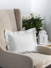 Load image into Gallery viewer, Boudoir Pillow Cover with Hem Stitch &amp; Percale Trim - Aqua
