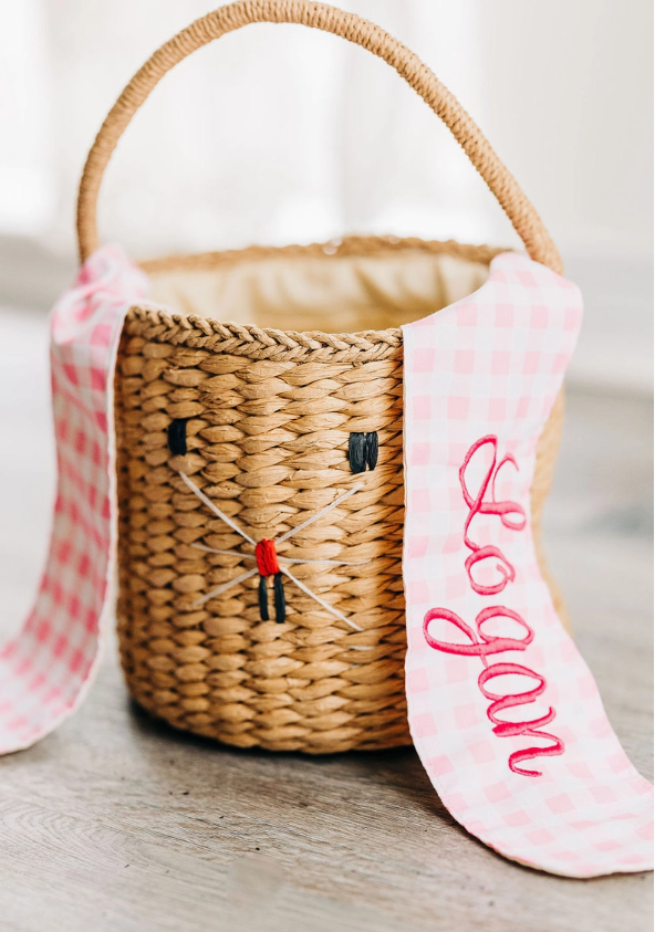 Easter Bunny Baskets with Long Gingham Ears