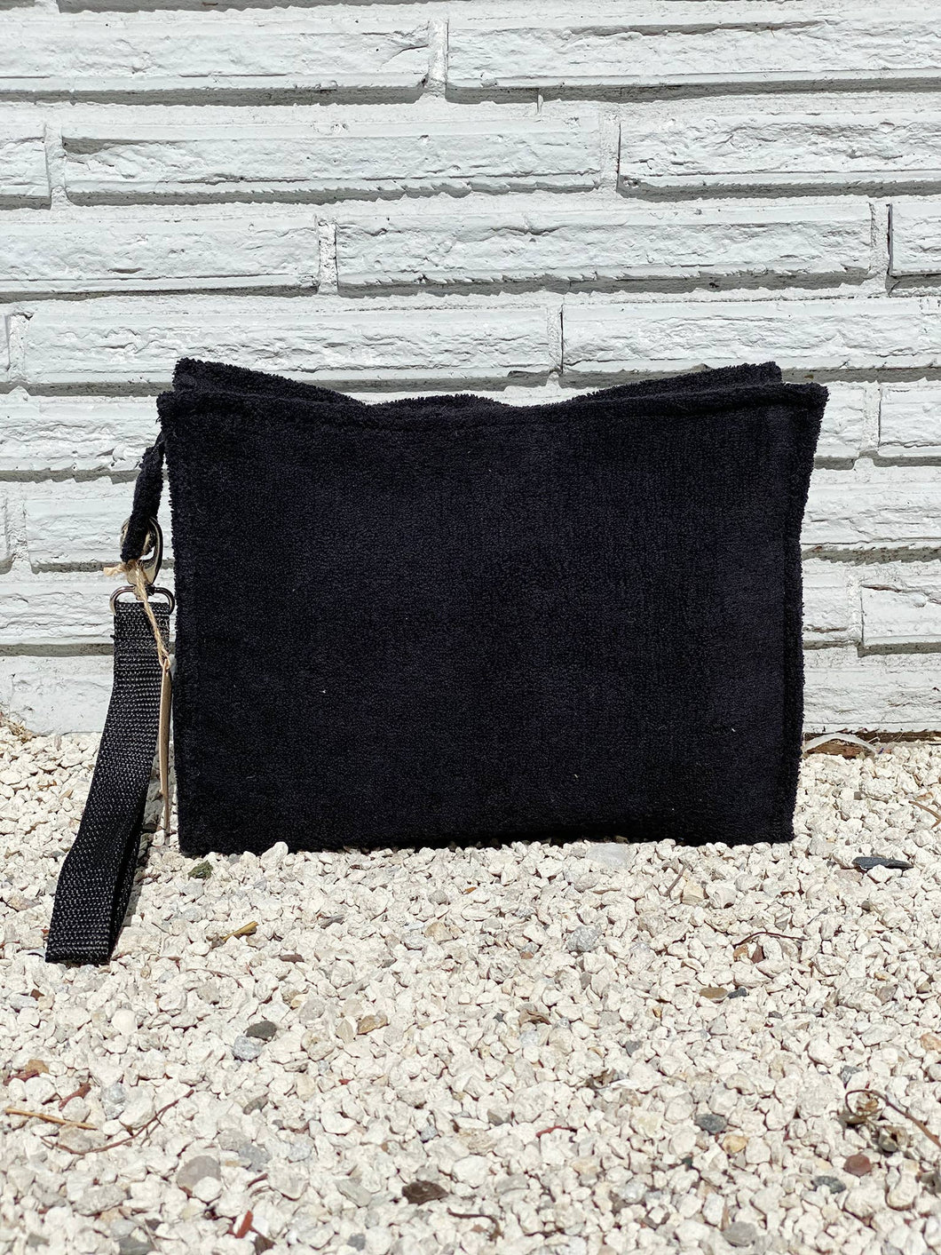 LARGE TERRY POUCH PLASTIC LINED | BLACK