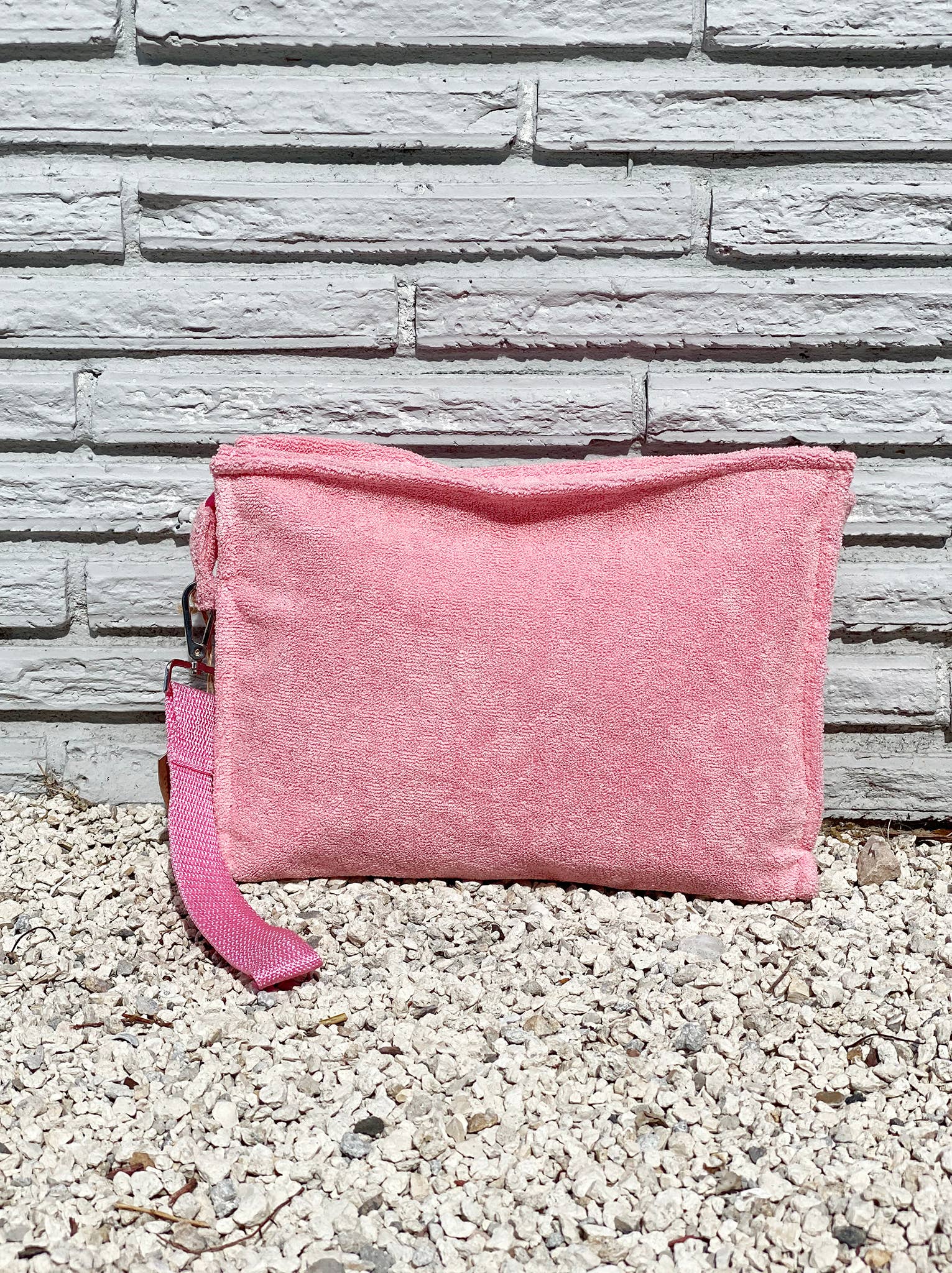 SMALL TERRY POUCH PLASTIC LINED | STRAWBERRY