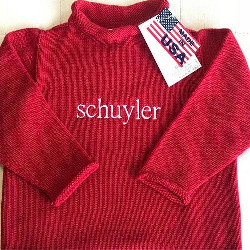 1552 - Jersey Rollneck Sweater: 2T / Red