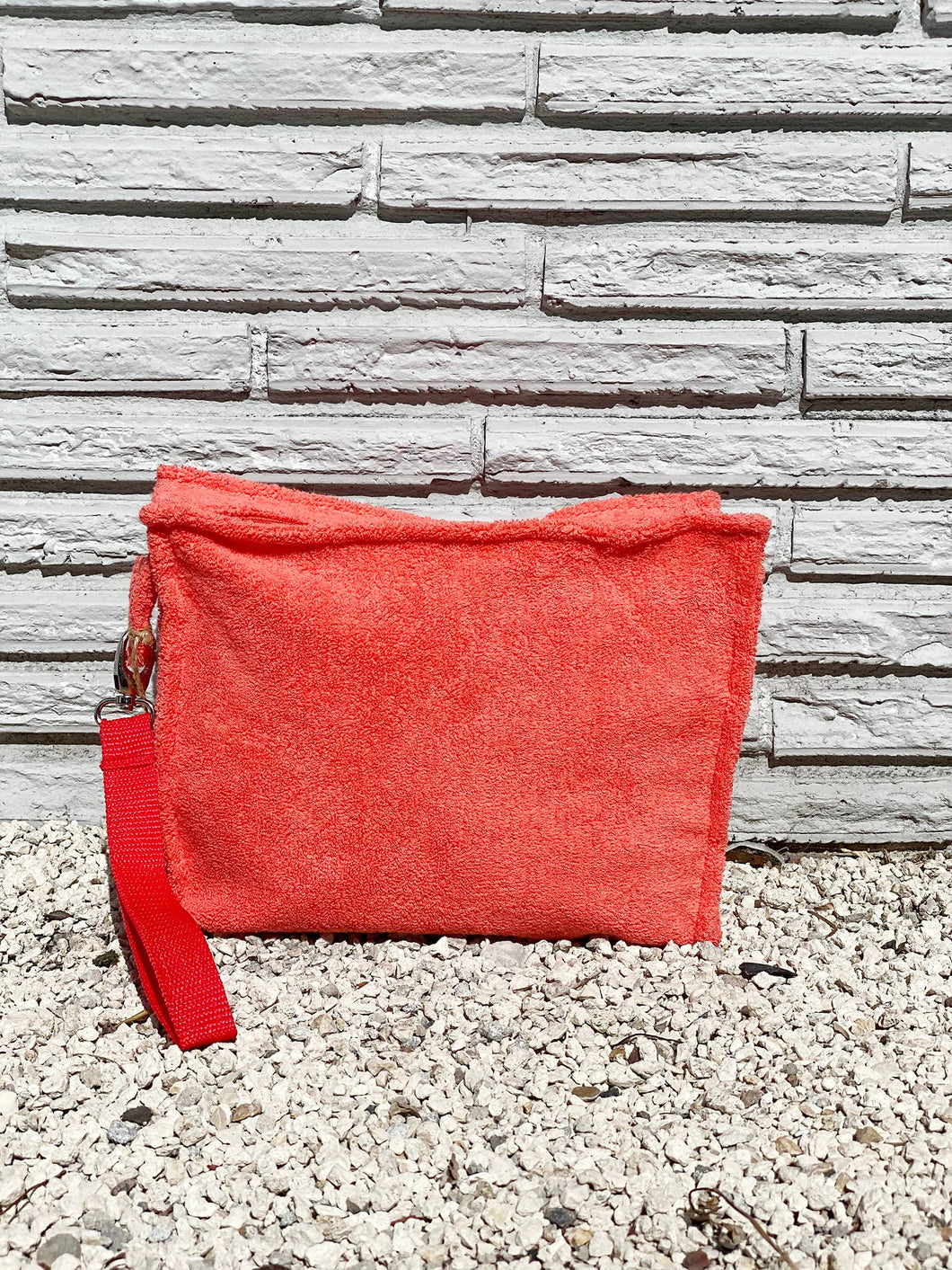 LARGE TERRY POUCH PLASTIC LINED | TANGERINE