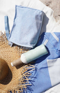LARGE TERRY POUCH PLASTIC LINED | LIGHT BLUE